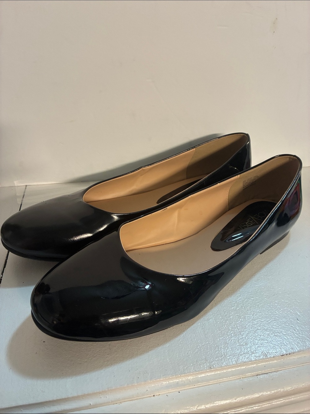 Patent Black Women's Ballet Flats - Sleek Slip-On Loafers Size 15.